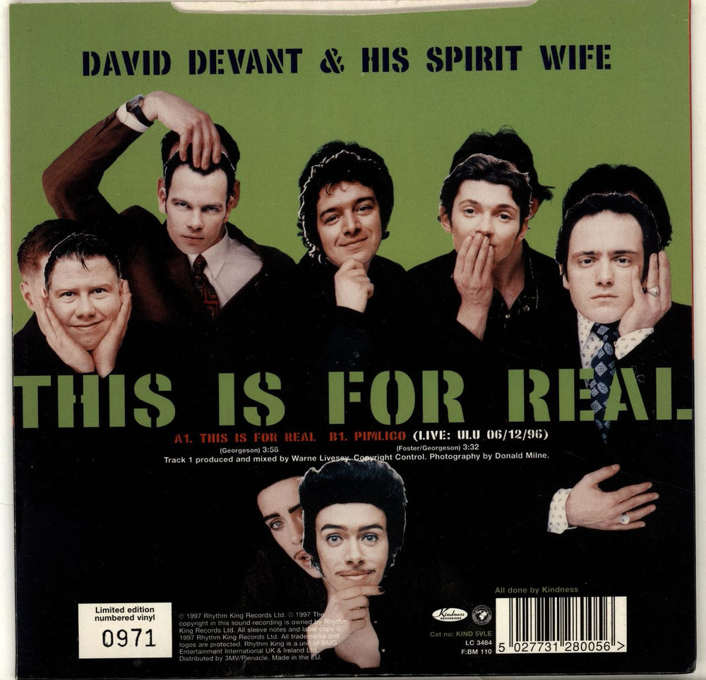 David Devant & His Spirit Wife This Is For Real UK 7" vinyl single (7 inch record / 45) AVE07TH513986