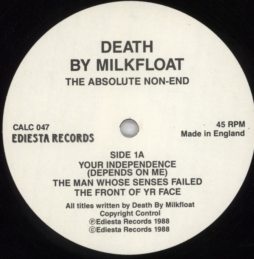 Death By Milkfloat The Absolute Non-End + Insert + Press information UK 12" vinyl single (12 inch record / Maxi-single) H2B12TH824322