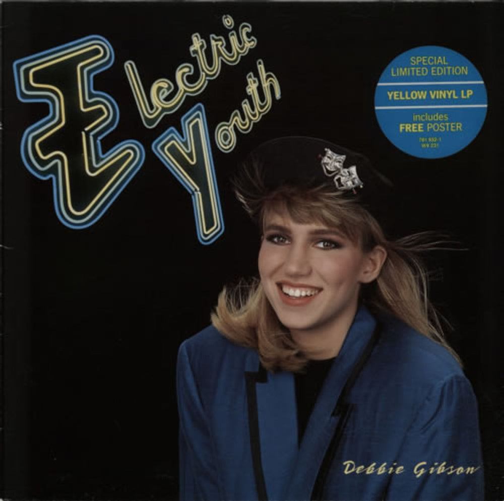 Debbie Gibson Electric Youth - Yellow Vinyl + Poster UK vinyl LP album (LP record) WX231X