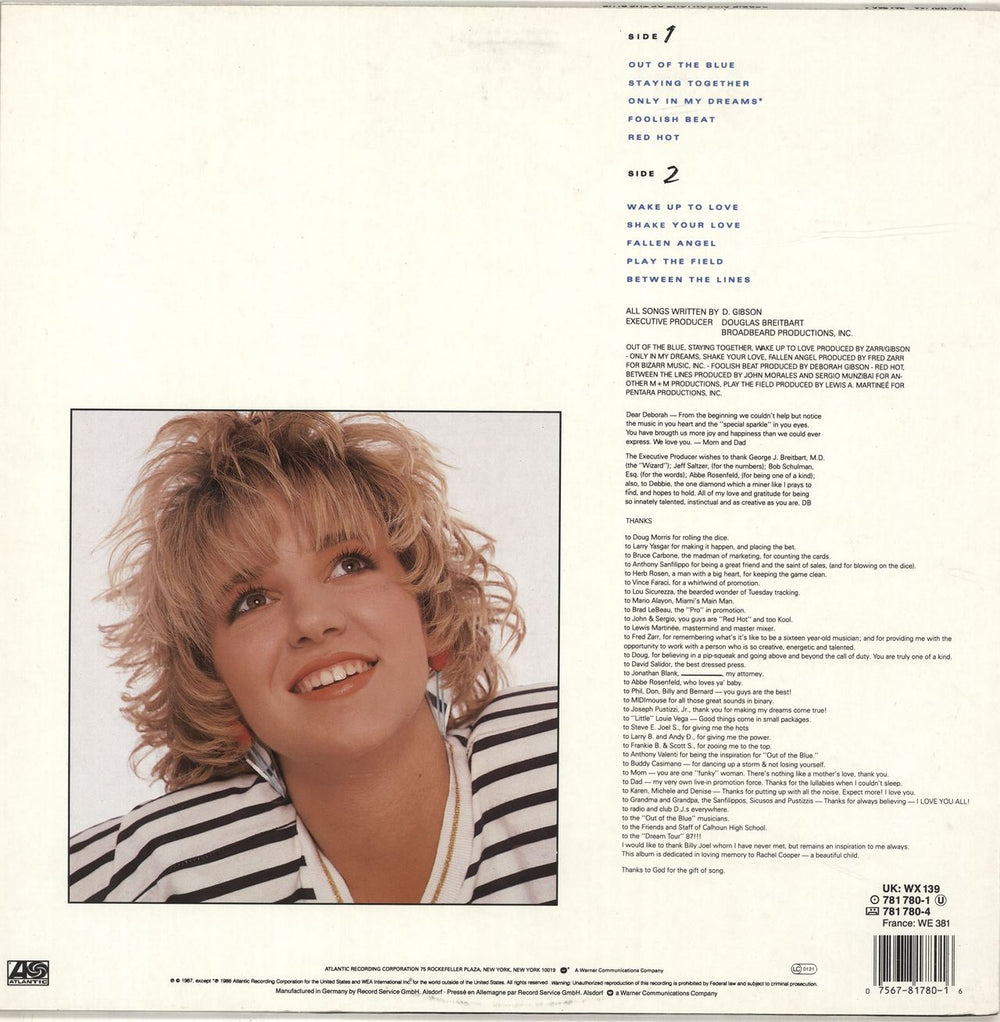 Debbie Gibson Out Of The Blue - Stickered sleeve UK vinyl LP album (LP record) 075678178016