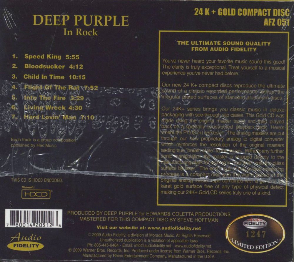 Deep Purple In Rock - Sealed US CD album (CDLP) 780014205126