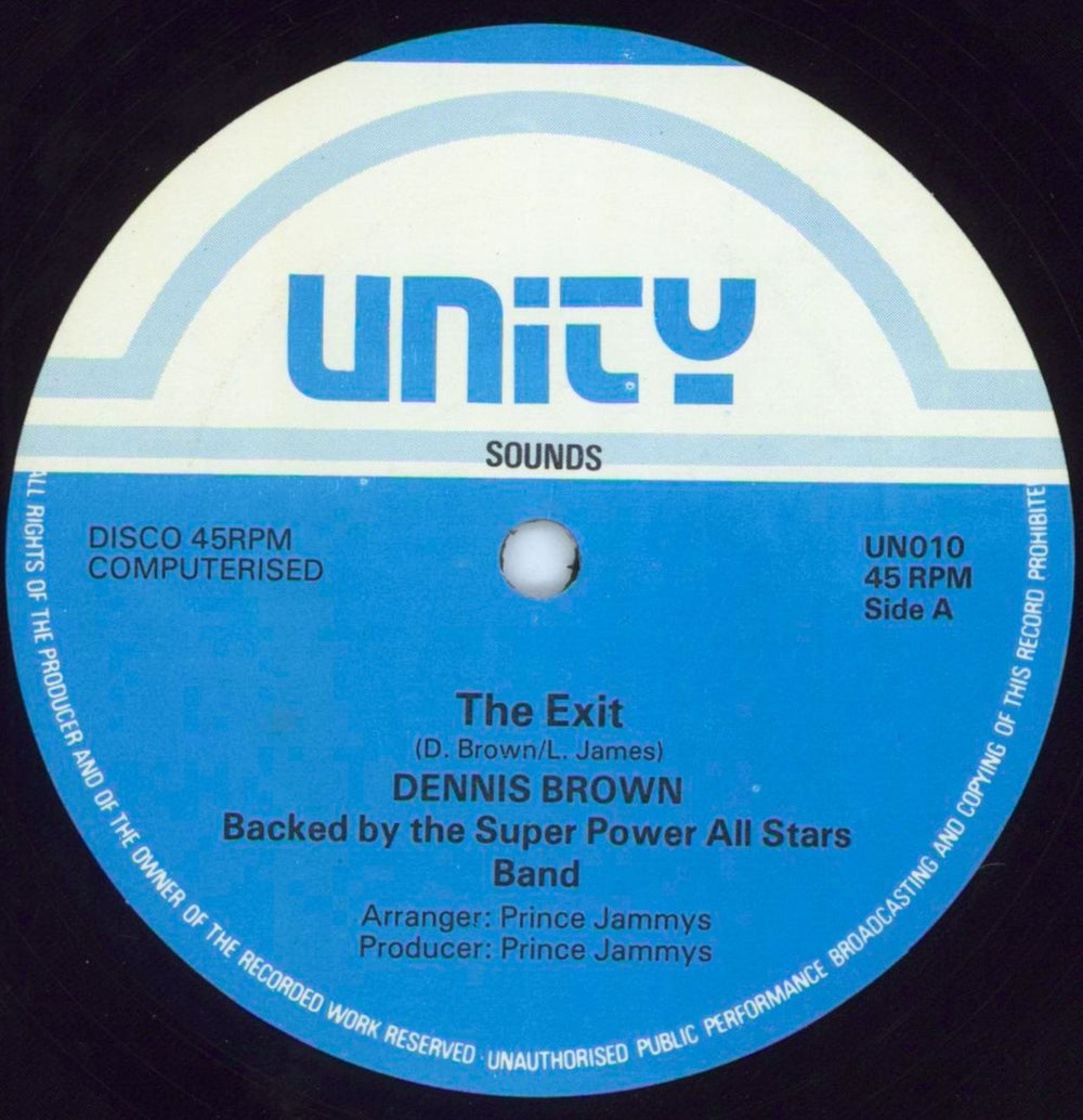 Dennis Brown The Exit UK 12" vinyl single (12 inch record / Maxi-single) UN010