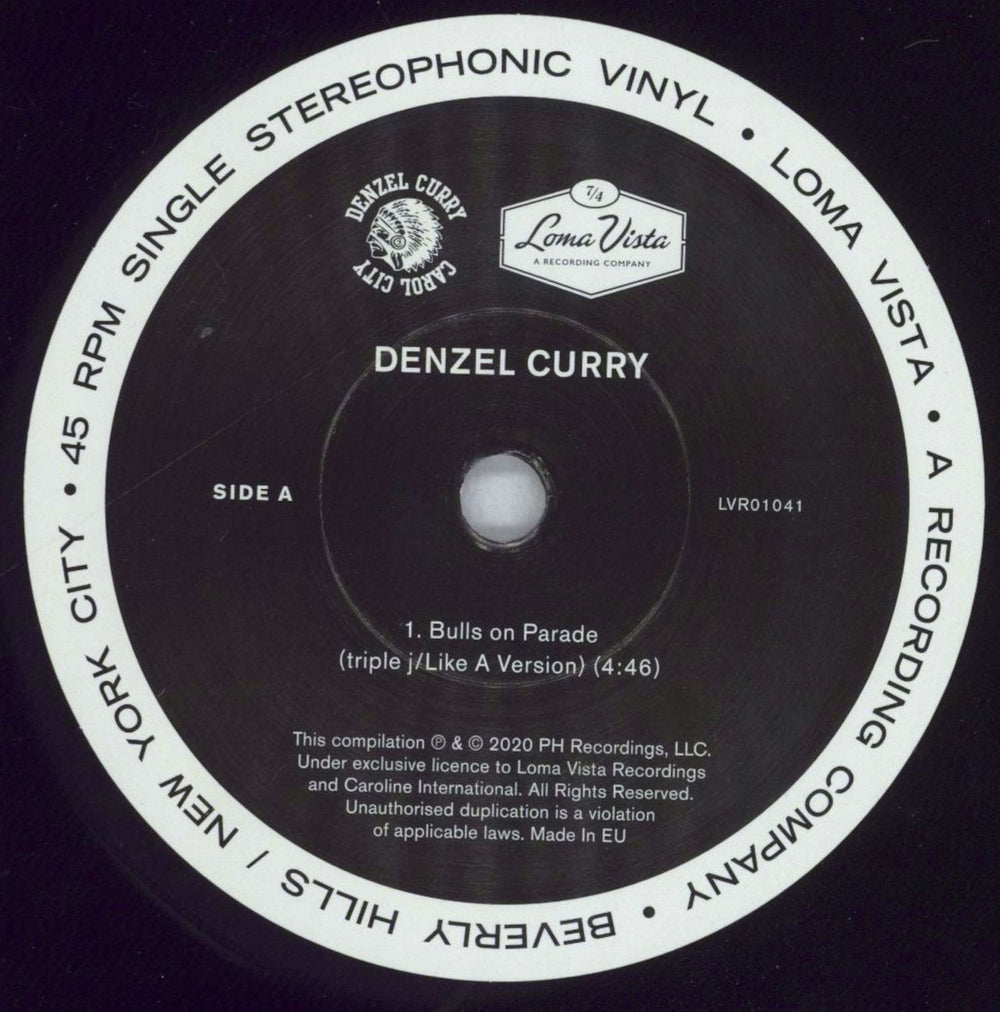 Denzel Curry Bulls On Parade [Triple J Session] / I Against I [Spotify Session] - RSD2020 UK 7" vinyl single (7 inch record / 45) ZFV07BU826643