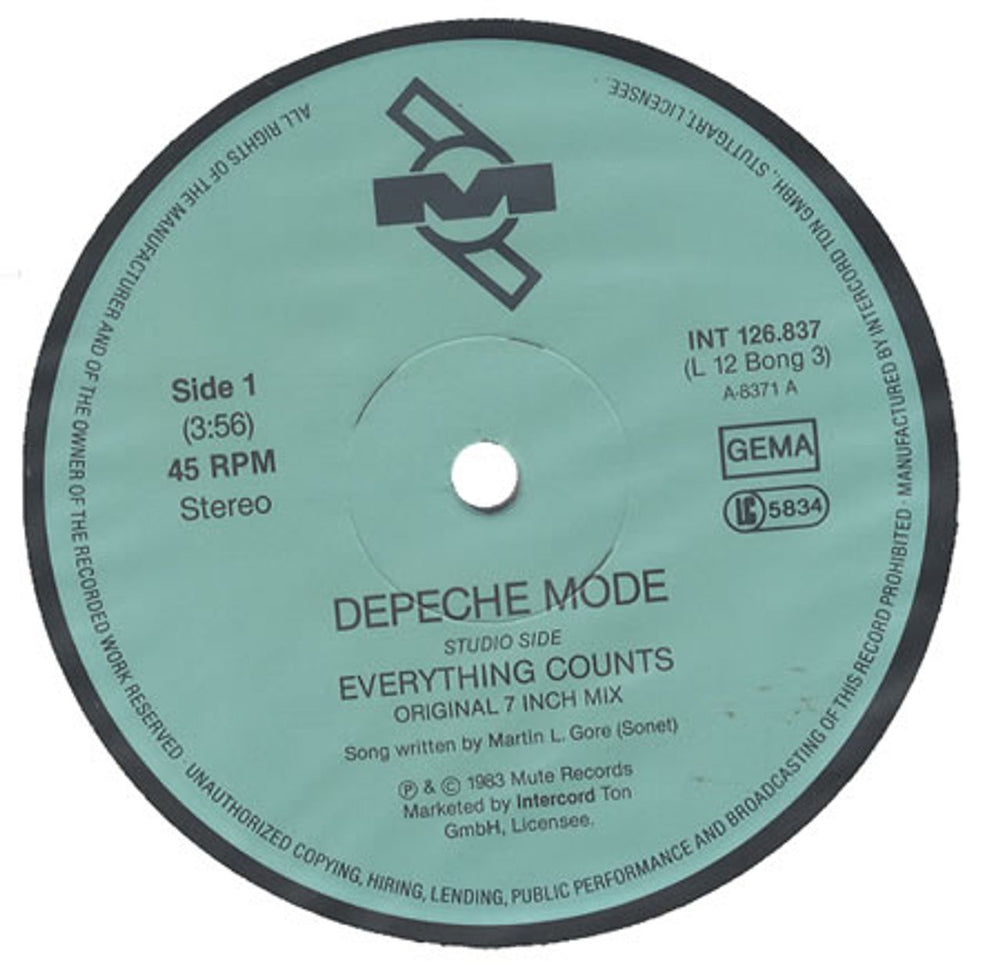 Depeche Mode Everything Counts - Black Vinyl German 12" vinyl single (12 inch record / Maxi-single) DEP12EV396534