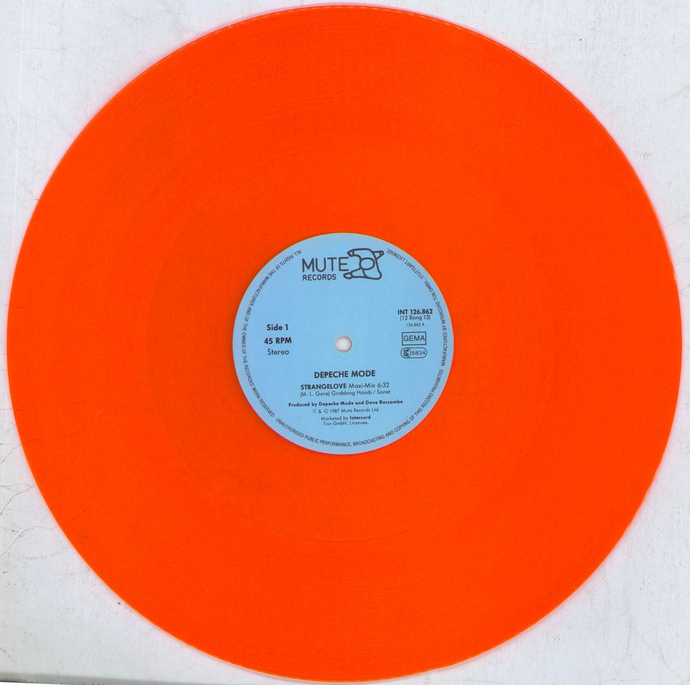 Depeche Mode Strangelove - Orange Vinyl - Hype Stickered - EX German 12" vinyl single (12 inch record / Maxi-single) DEP12ST378979