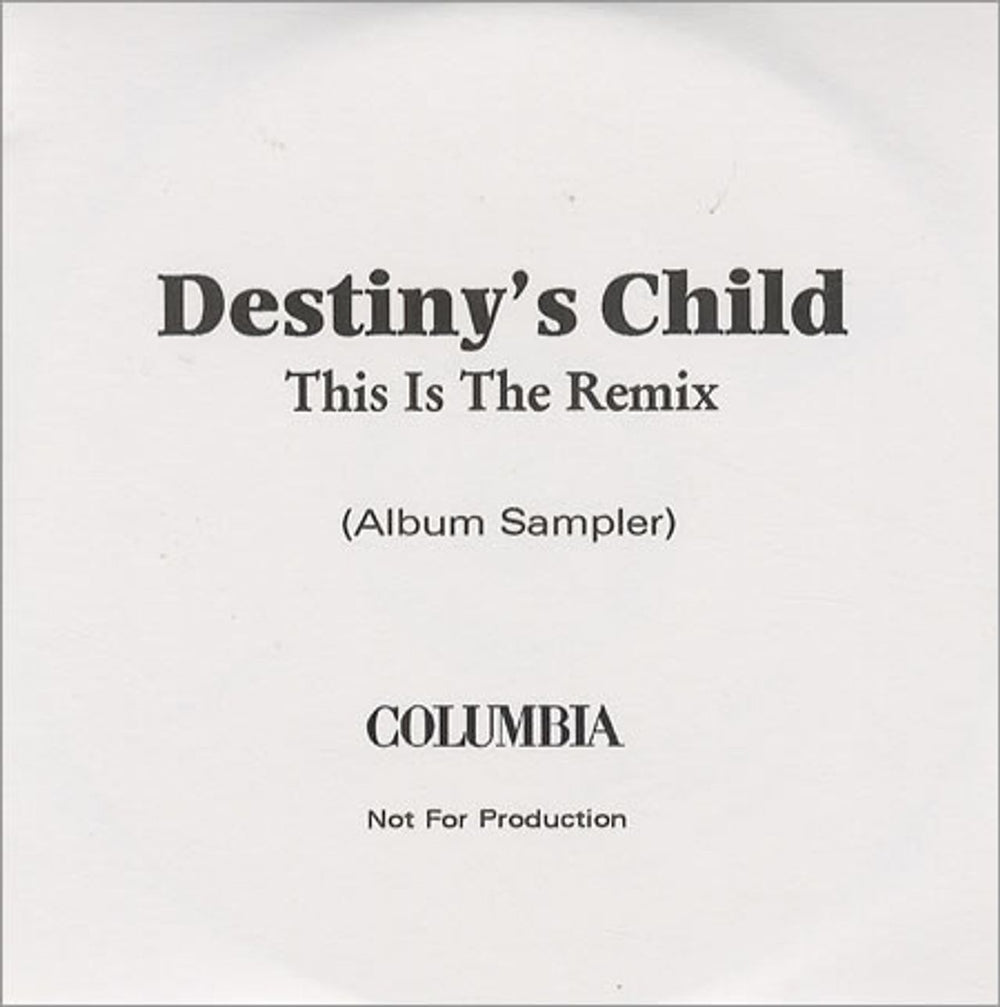 Destiny's Child This Is The Remix UK Promo CD-R acetate CDR ACETATE