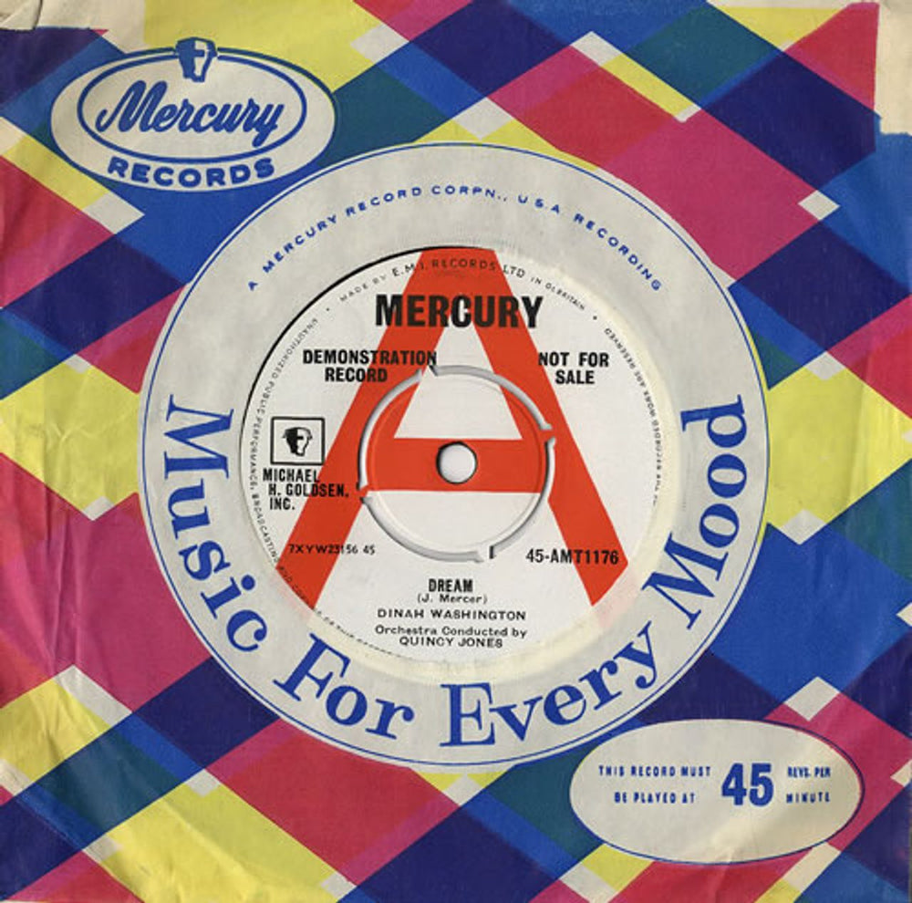 Dinah Washington Dream - 'A' label UK Promo 7" vinyl single (7 inch record / 45) 45-AMT1176