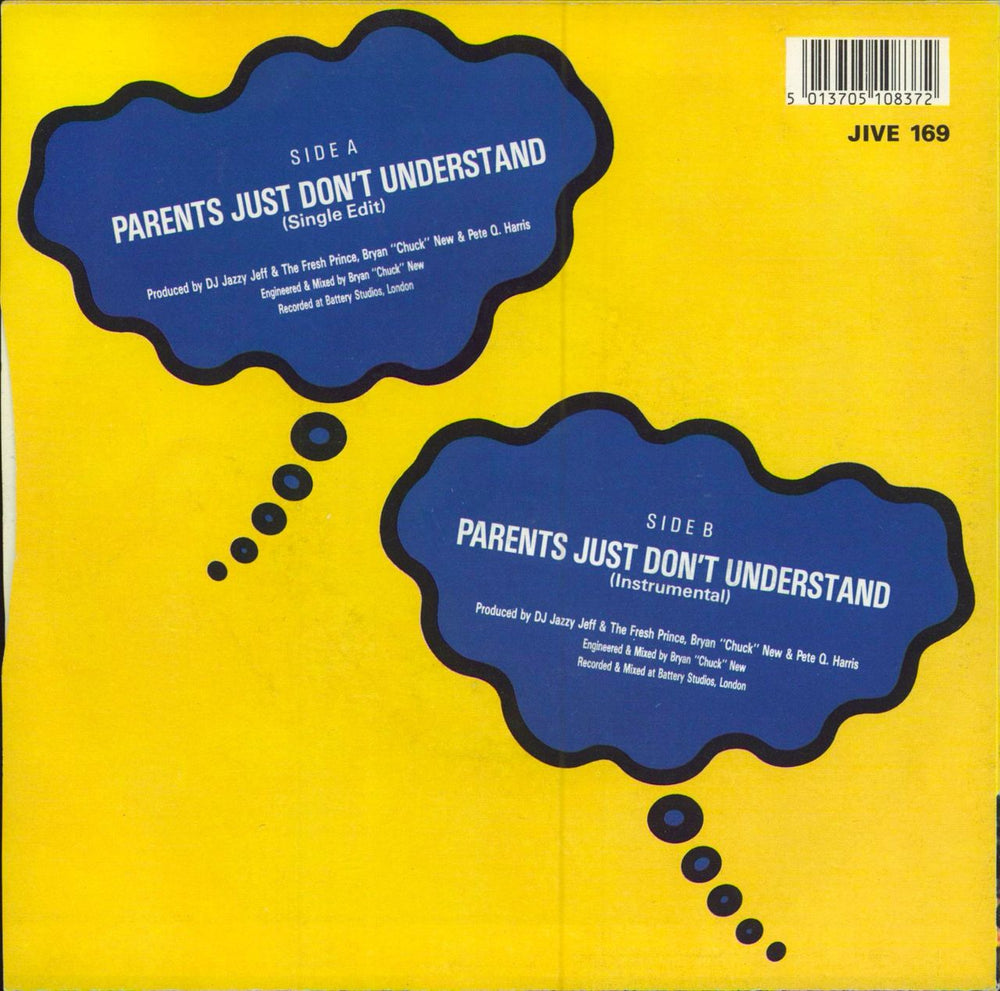 DJ Jazzy Jeff & The Fresh Prince Parents Just Don't Understand UK 7" vinyl single (7 inch record / 45)