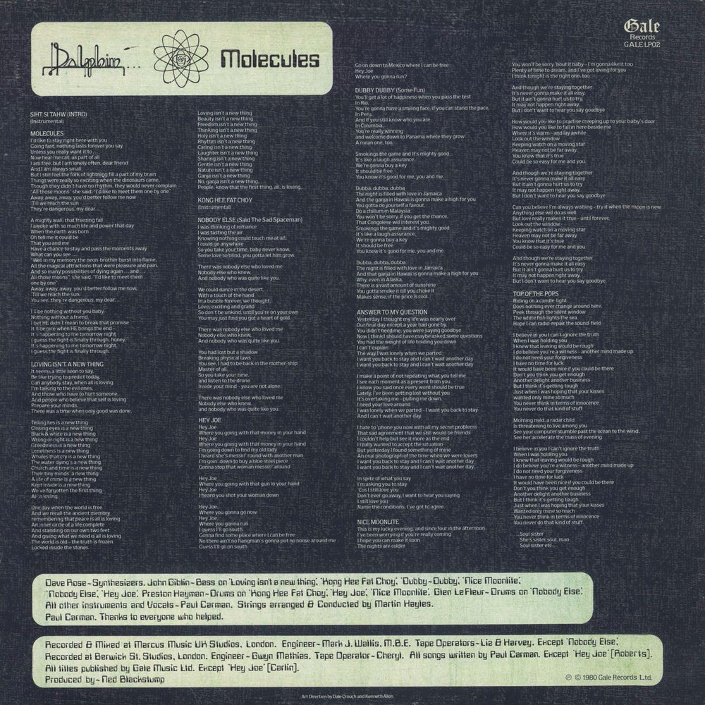 Dolphin Molecules UK vinyl LP album (LP record)