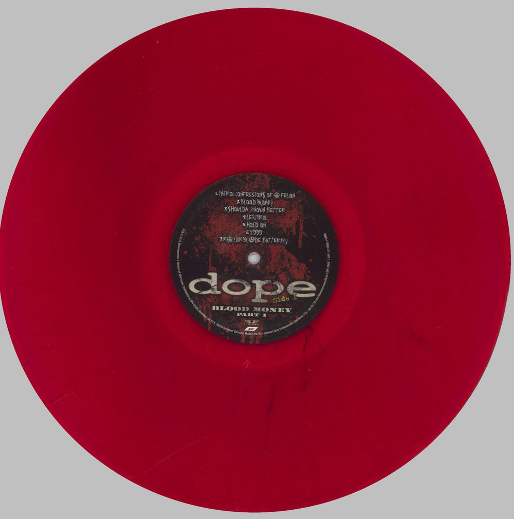 Dope Blood Money Part 1 -  Bloodred Transparent Vinyl UK 2-LP vinyl record set (Double LP Album) OPE2LBL827420