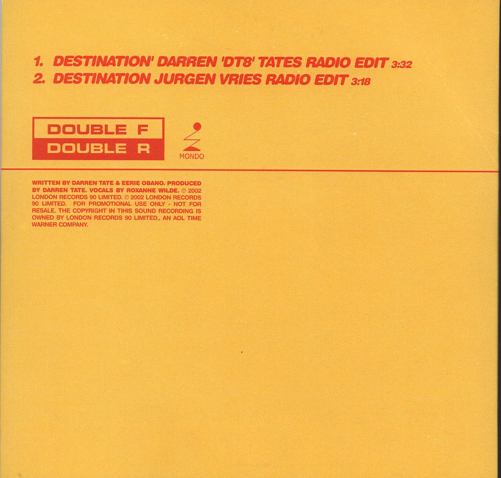 DT8 Destination UK Promo CD-R acetate CDR