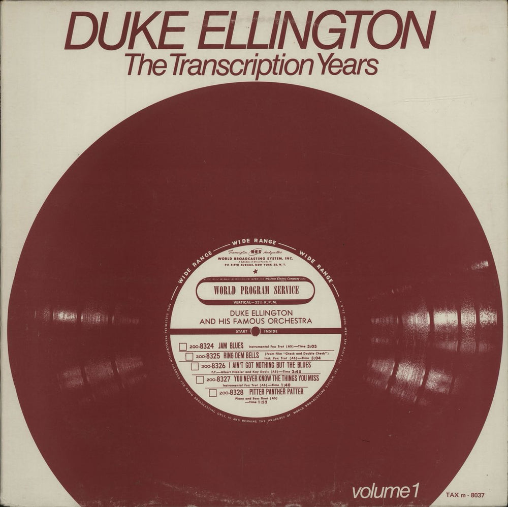 Duke Ellington The Transcription Years Volume 1 Swedish vinyl LP album (LP record) M-8037