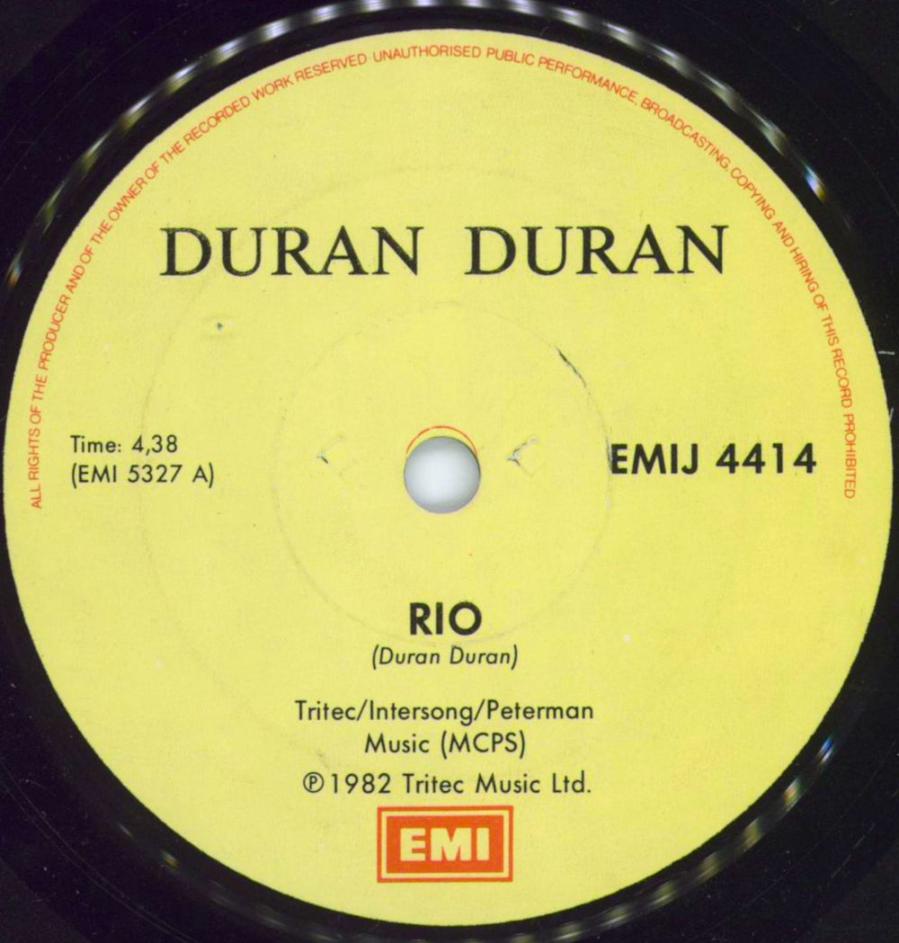 Duran Duran Rio South African 7" vinyl single (7 inch record / 45) EMIJ4414