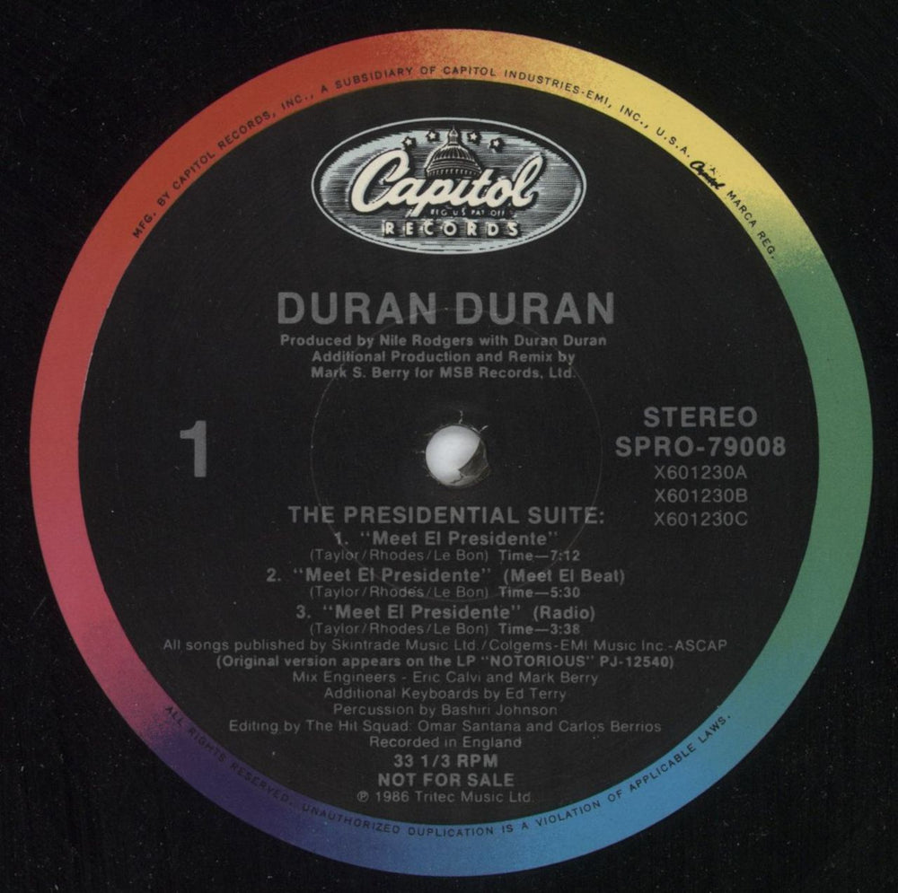 Duran Duran The Presidential Suite - Gold Promo Stamped Sleeve US Promo 12" vinyl single (12 inch record / Maxi-single) SPRO-79008/9