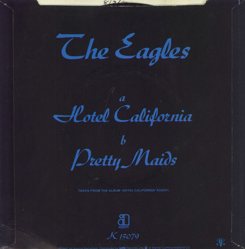 Eagles Hotel California - Solid + Sleeve UK 7" vinyl single (7 inch record / 45)