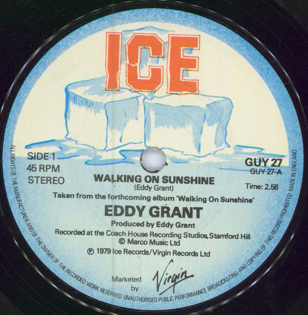 Eddy Grant Walking On Sunshine UK 7" vinyl single (7 inch record / 45) GUY27