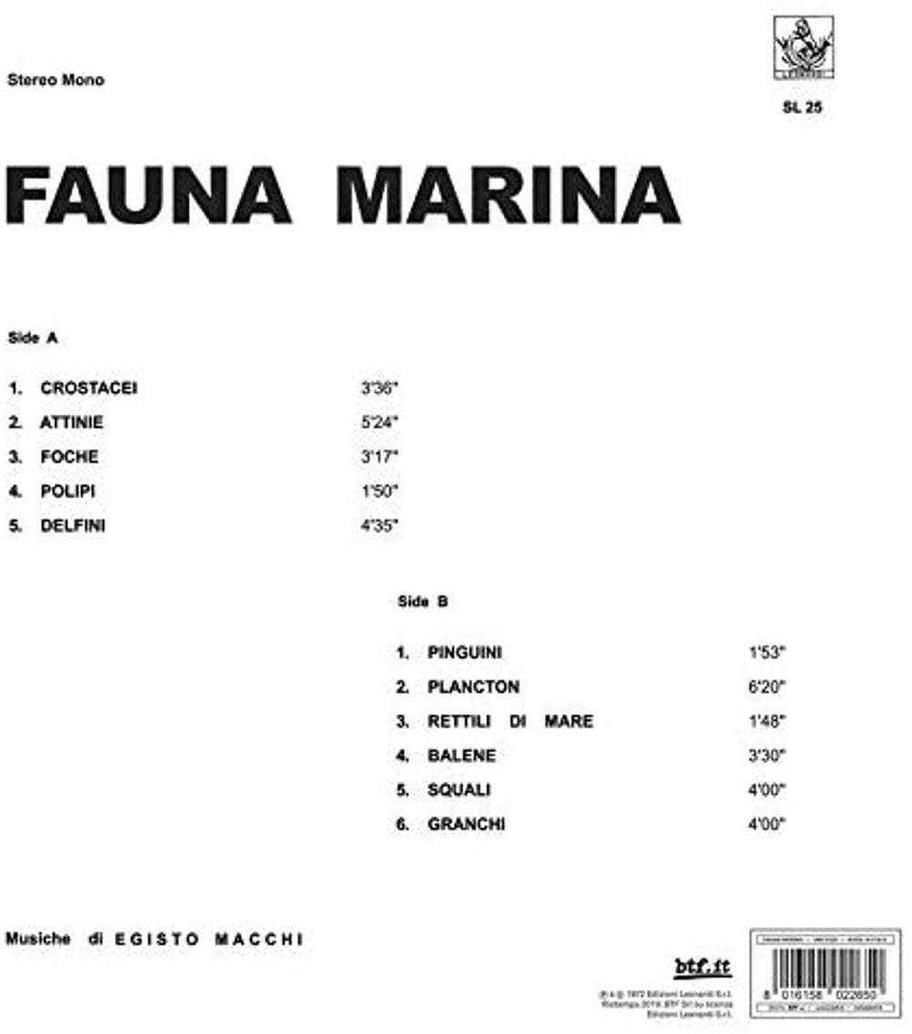 Egisto Macchi Fauna Marina - Clear Blue Vinyl - Sealed Italian vinyl LP album (LP record) 3KSLPFA767149