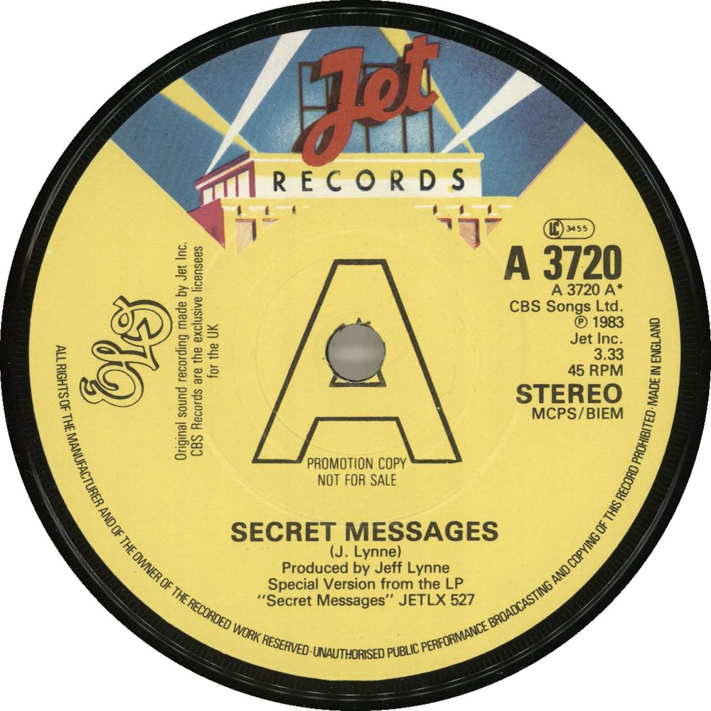 Electric Light Orchestra Secret Messages UK Promo 7" vinyl single (7 inch record / 45) ELO07SE107594