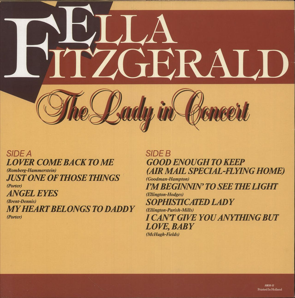 Ella Fitzgerald The Lady In Concert Italian vinyl LP album (LP record)