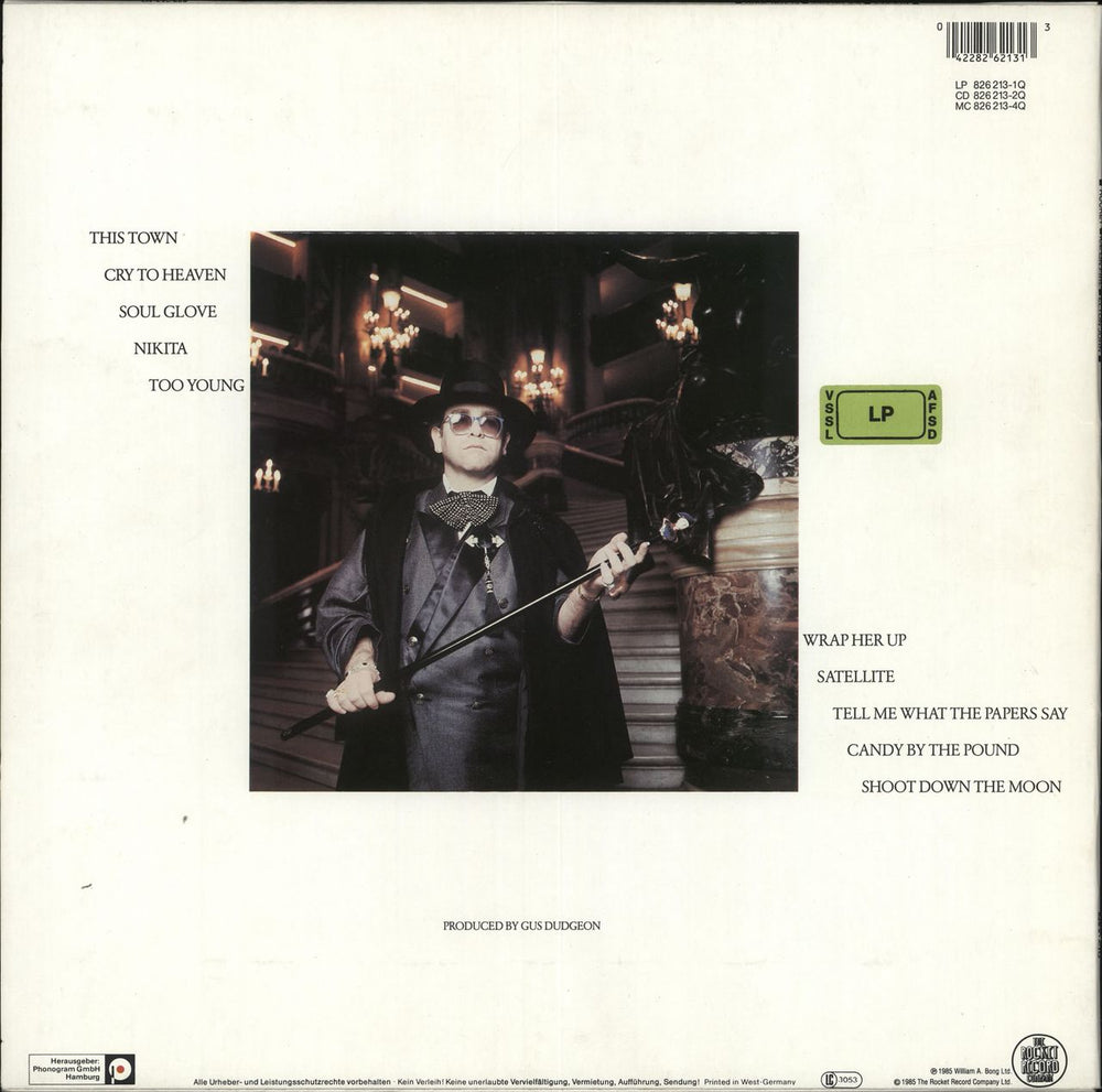 Elton John Ice On Fire German vinyl LP album (LP record) 042282621313