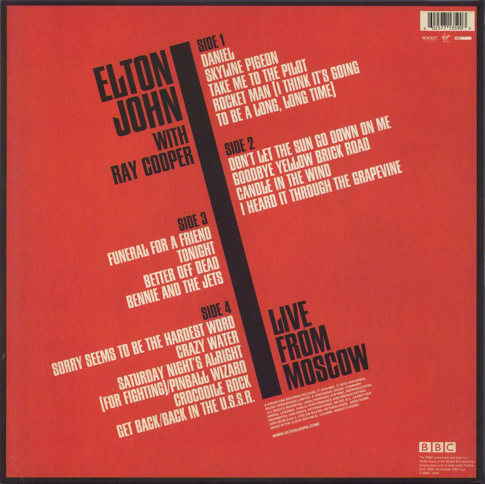 Elton John Live From Moscow - RSD19 - 180gm Clear Vinyl UK 2-LP vinyl record set (Double LP Album)