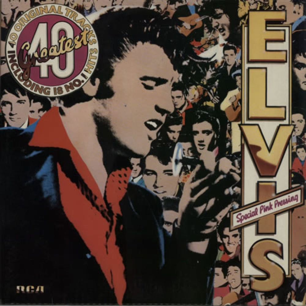 Elvis Presley 40 Greatest - Pink Vinyl + Insert UK 2-LP vinyl record set (Double LP Album) PL42691(2)