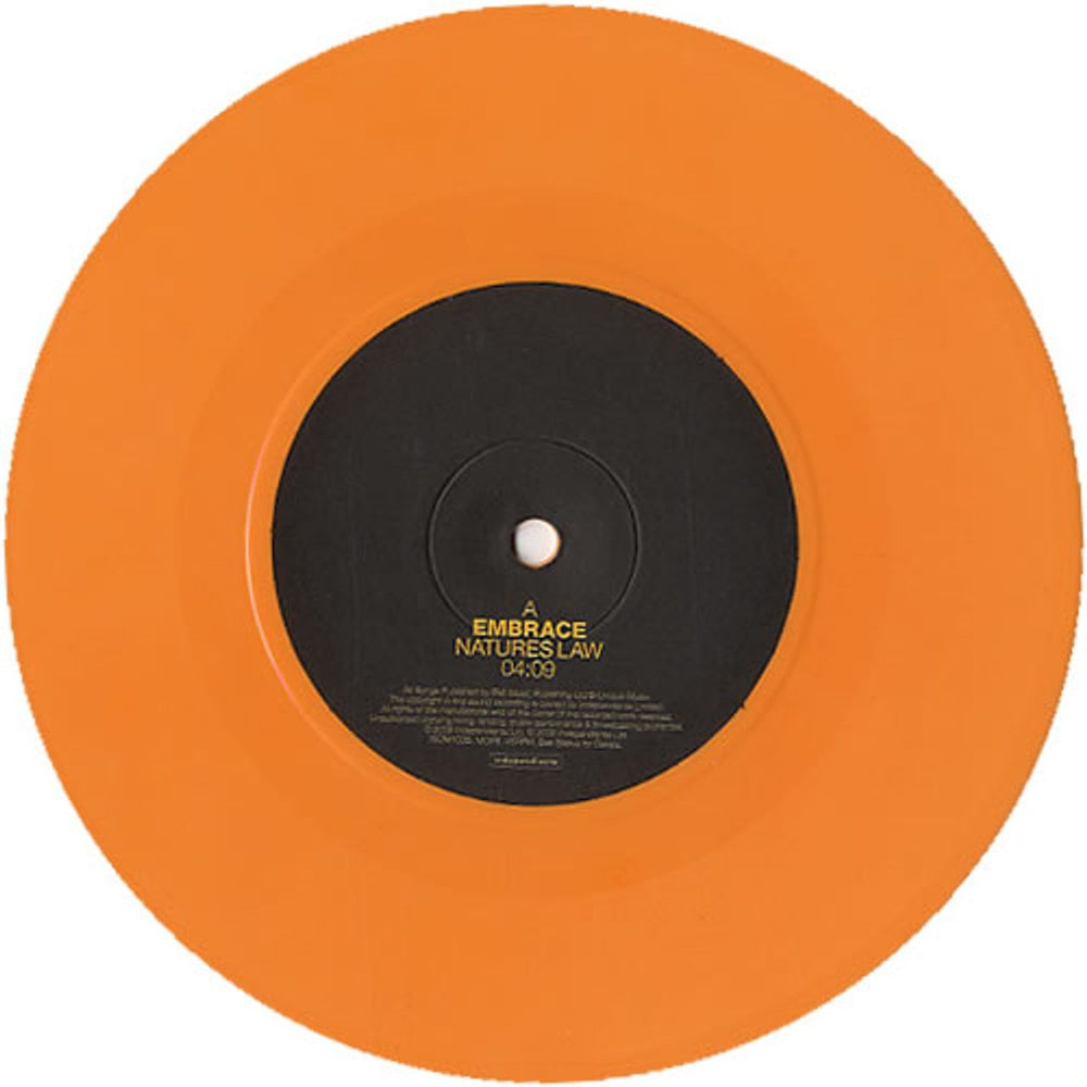 Embrace Nature's Law - Orange Vinyl UK 7" vinyl single (7 inch record / 45) EMB07NA353119