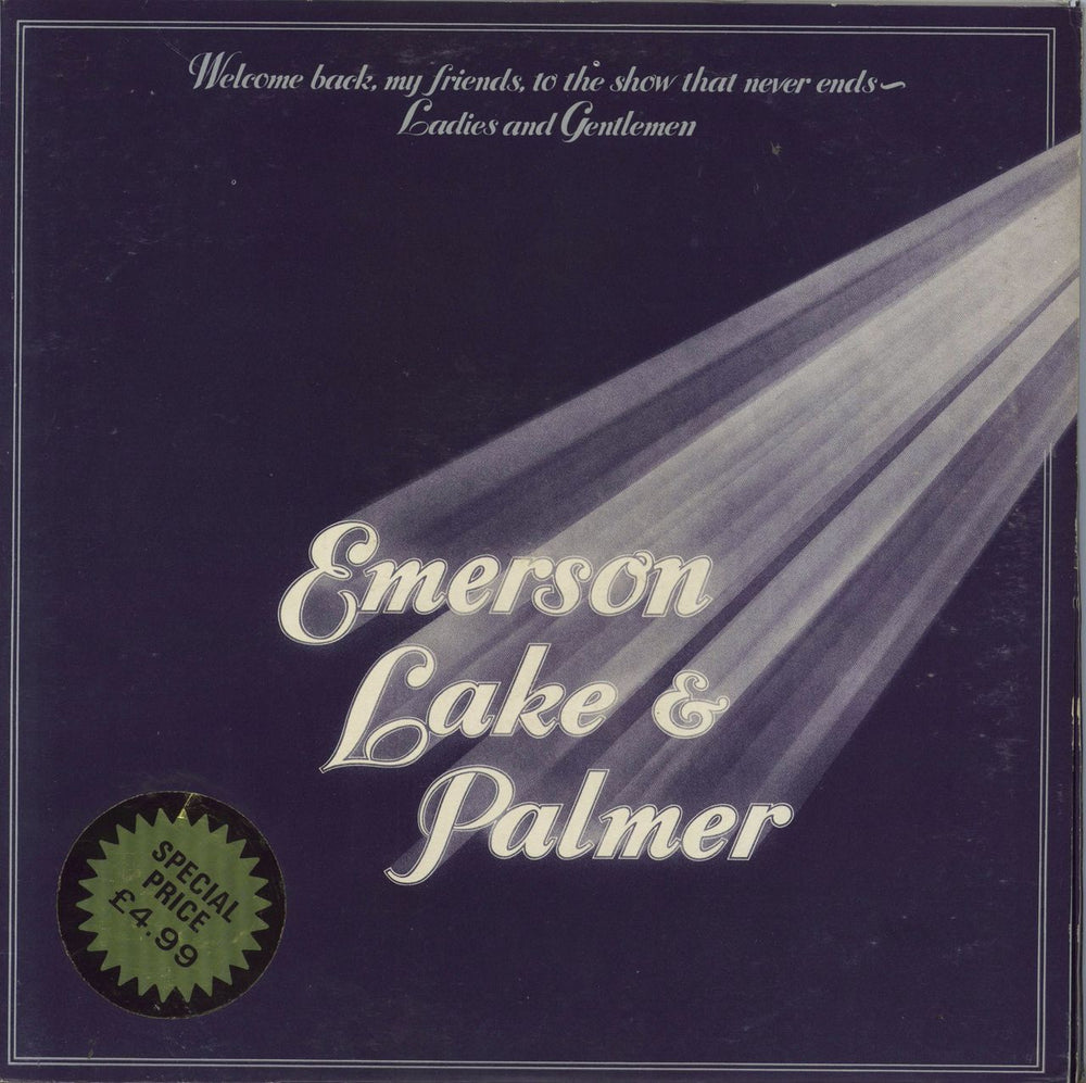 Emerson Lake & Palmer Welcome Back - 1st (stickered) - EX UK 3-LP vinyl record set (Triple LP Album) K63500