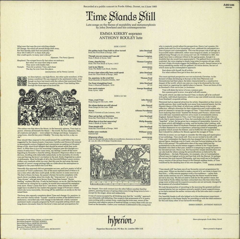 Emma Kirkby Time Stands Still UK vinyl LP album (LP record)