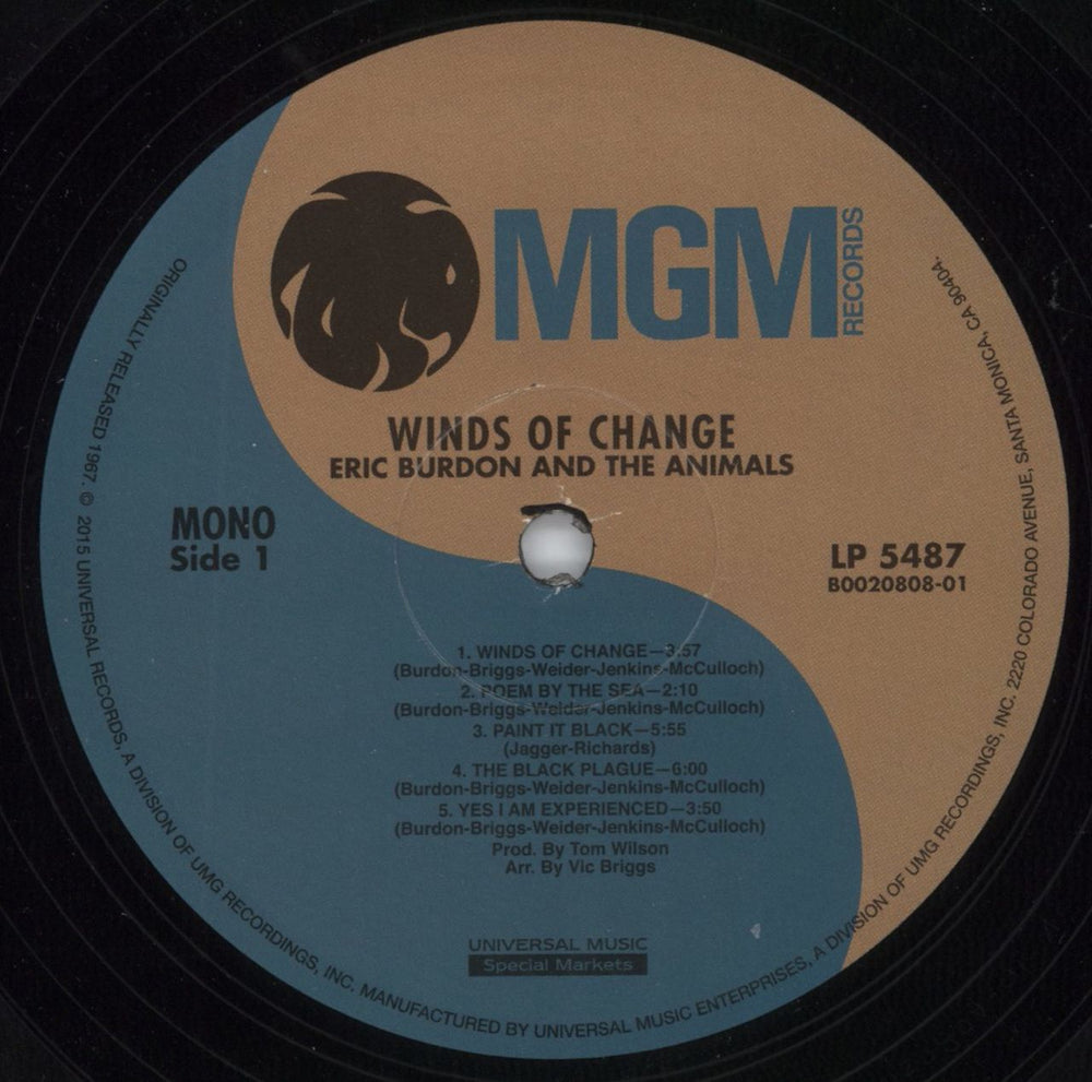 Eric Burdon & The Animals Winds Of Change US vinyl LP album (LP record) EBALPWI800678