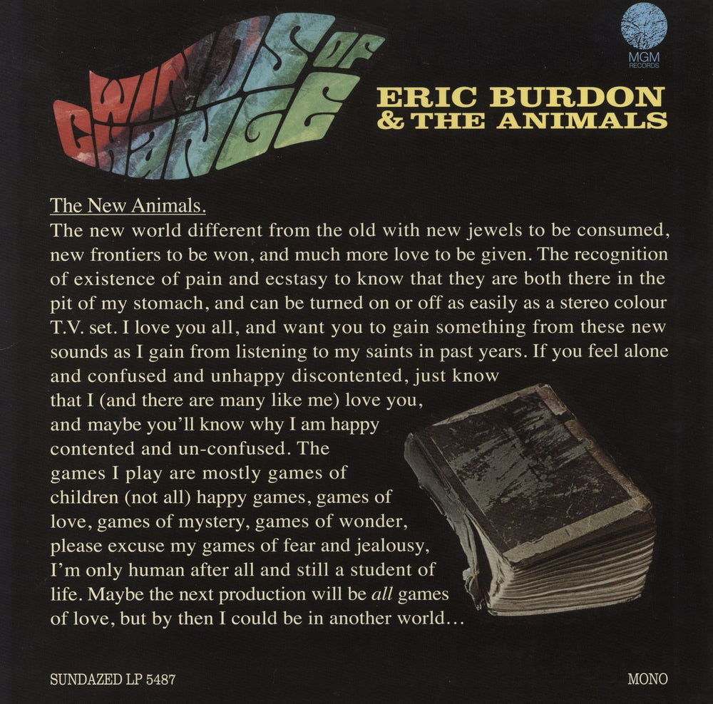 Eric Burdon & The Animals Winds Of Change US vinyl LP album (LP record) SUNDAZELP5487
