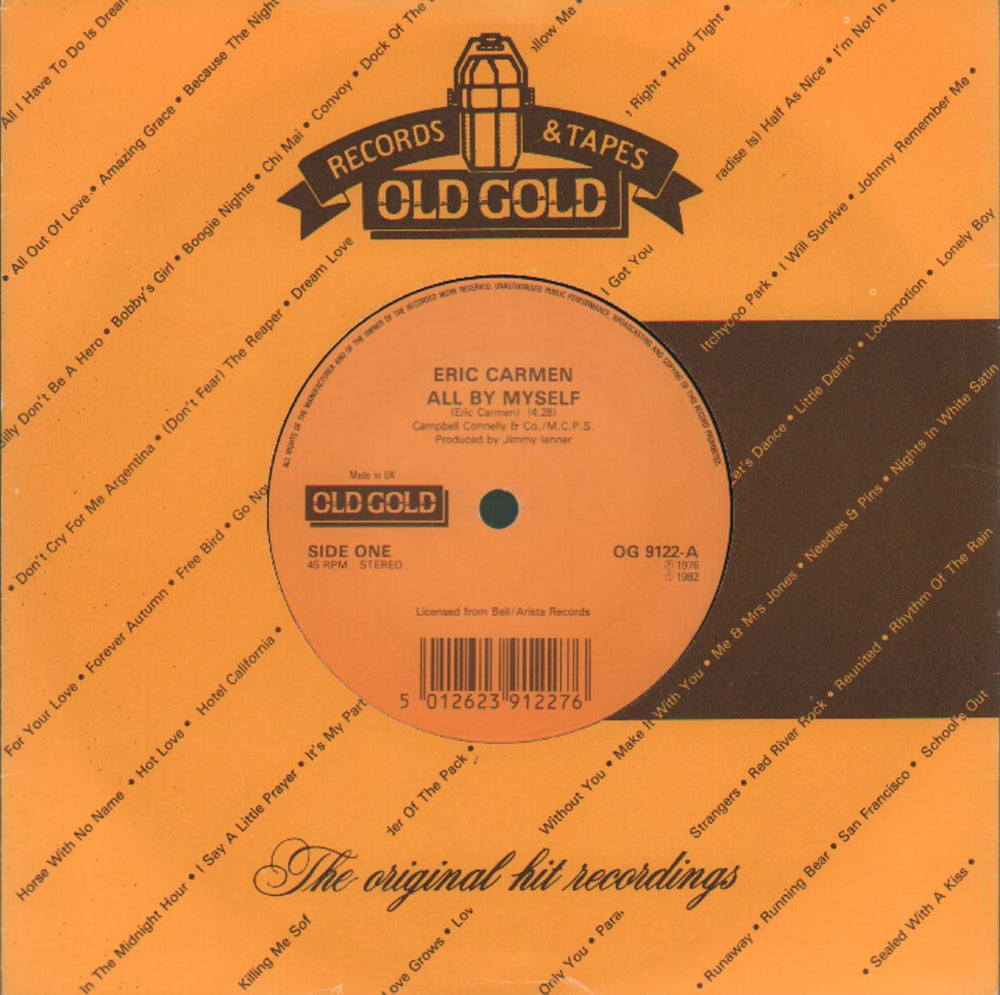 Eric Carmen All By Myself UK 7" vinyl single (7 inch record / 45) OG9122