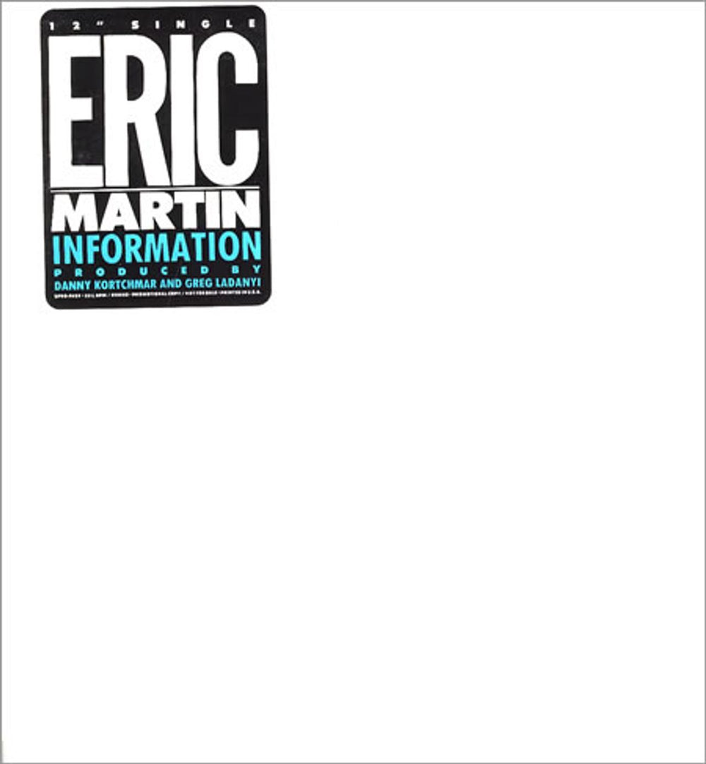 Eric Martin  Information US Promo 12" vinyl single (12 inch record / Maxi-single) SPRO-9459