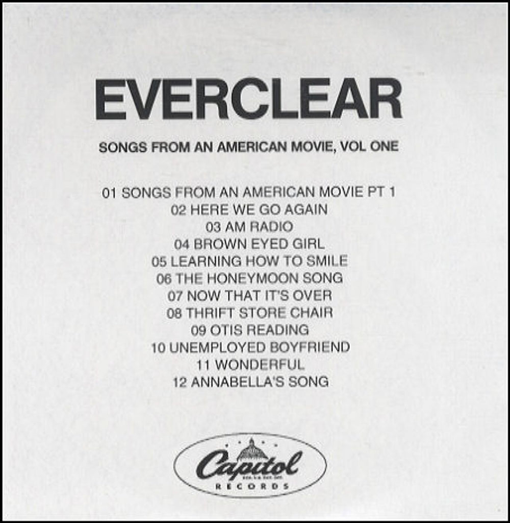 Everclear Songs From An American Movie Vol One UK Promo CD-R acetate CD ACETATE