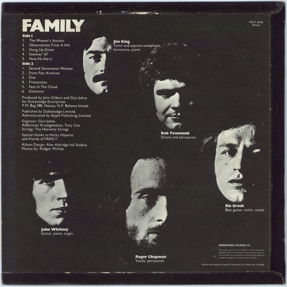 Family Family Entertainment + Insert UK vinyl LP album (LP record)