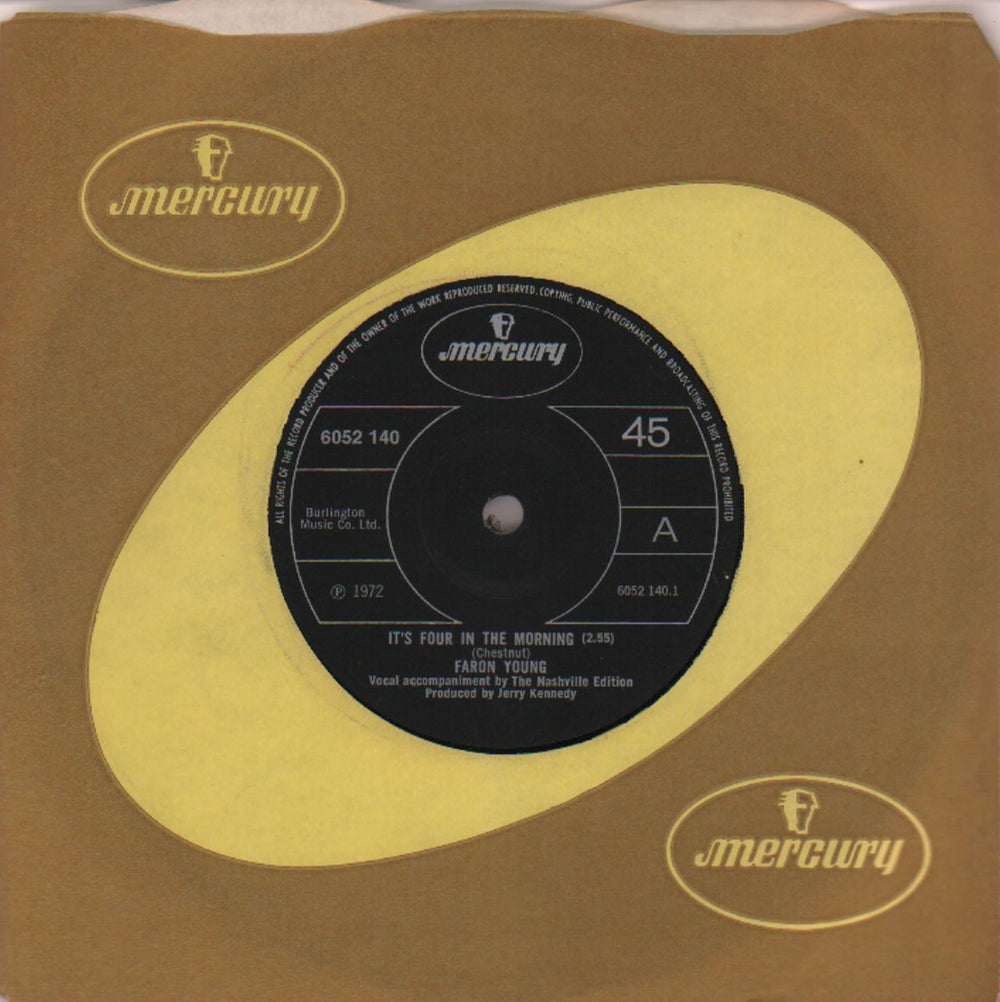 Faron Young It's Four In The Morning - Solid UK 7" vinyl single (7 inch record / 45) 6052140