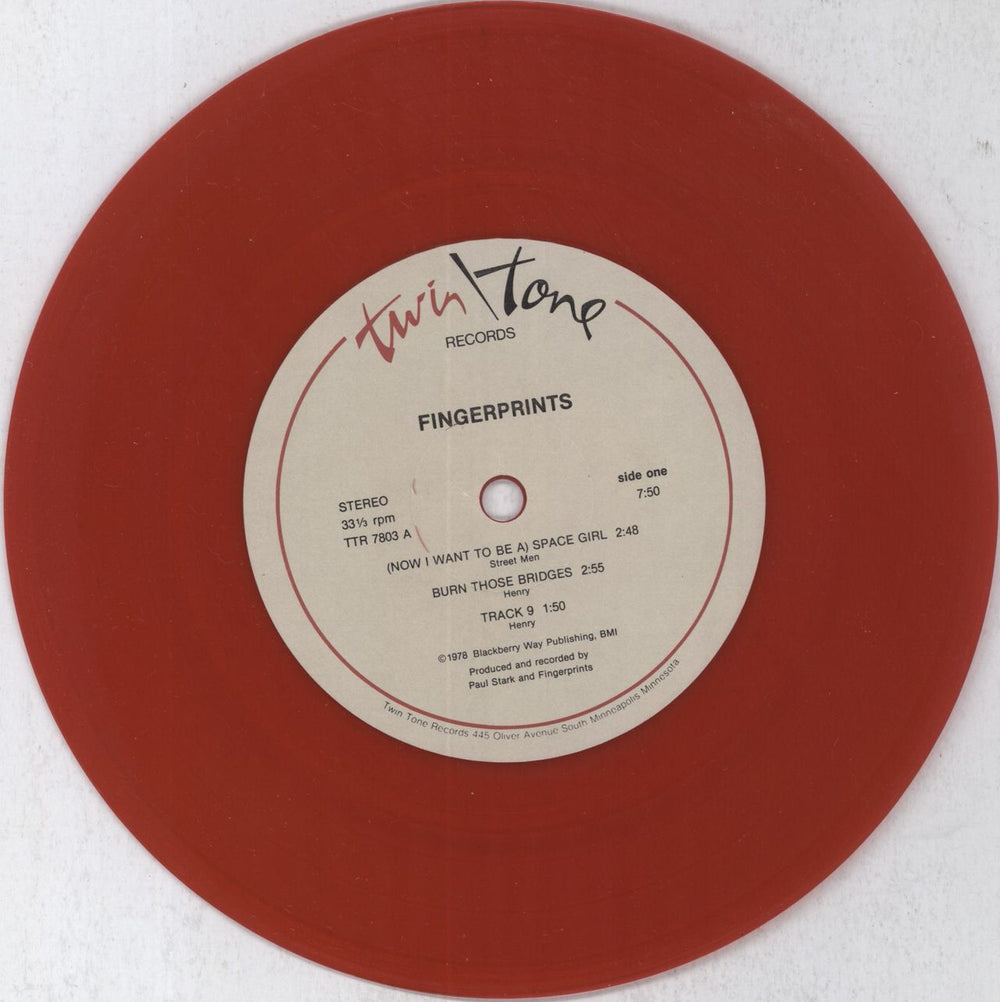 Fingerprints (Now I Wanna Be A) Space Girl - Red Vinyl US 7" vinyl single (7 inch record / 45) 6KU07NO820467