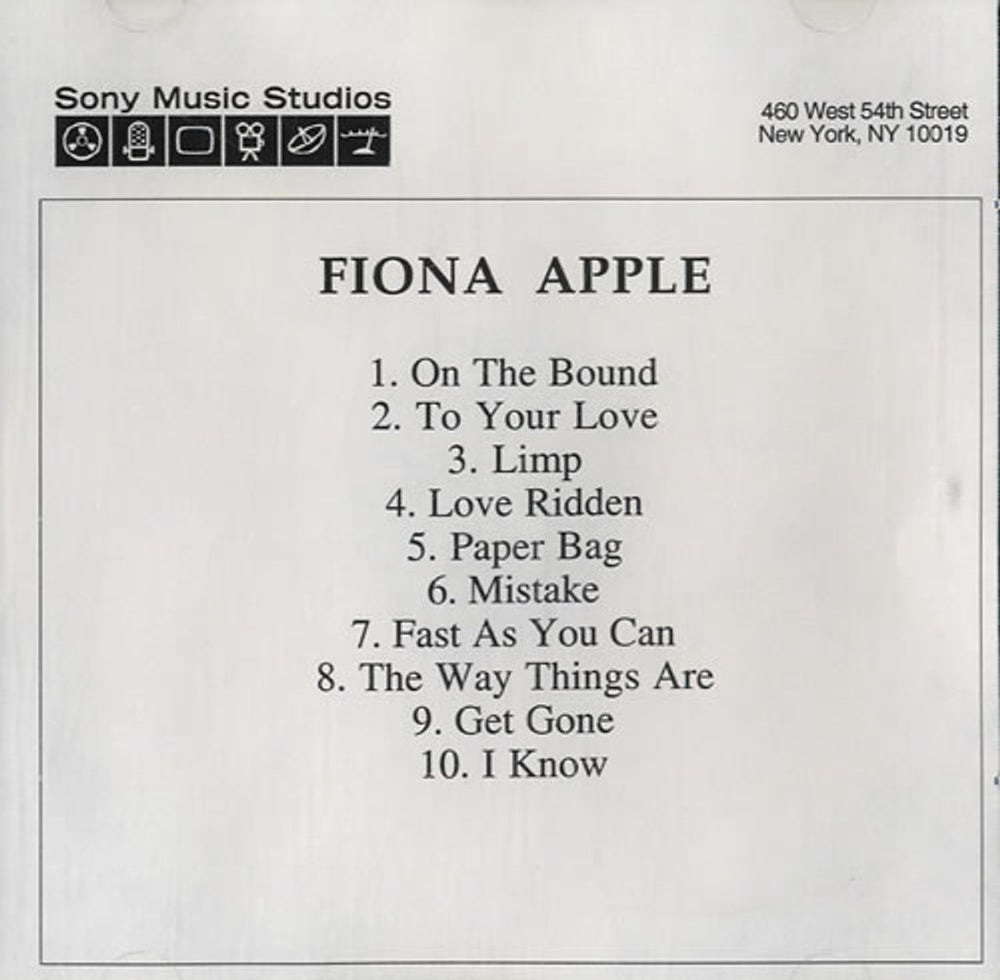 Fiona Apple Fiona Apple US Promo CD-R acetate CD ACETATE