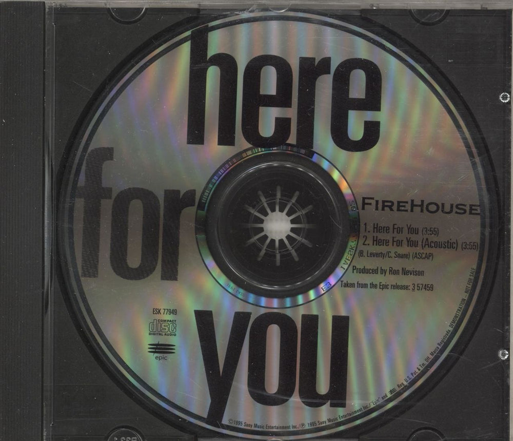 Firehouse Here For You US Promo CD single (CD5 / 5") ESK77949