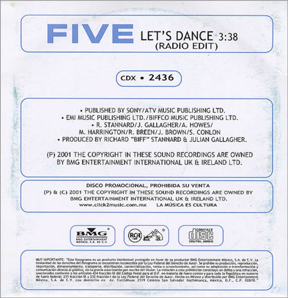 Five Let's Dance Mexican Promo CD single (CD5 / 5") FVEC5LE199748