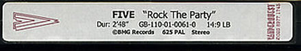 Five Rock The Party UK Promo video (VHS or PAL or NTSC) PROMO VIDEO