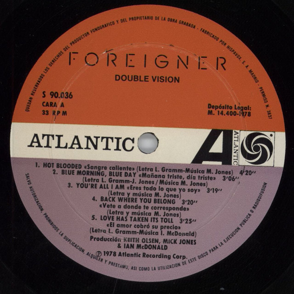 Foreigner Double Vision Spanish vinyl LP album (LP record) FORLPDO791306