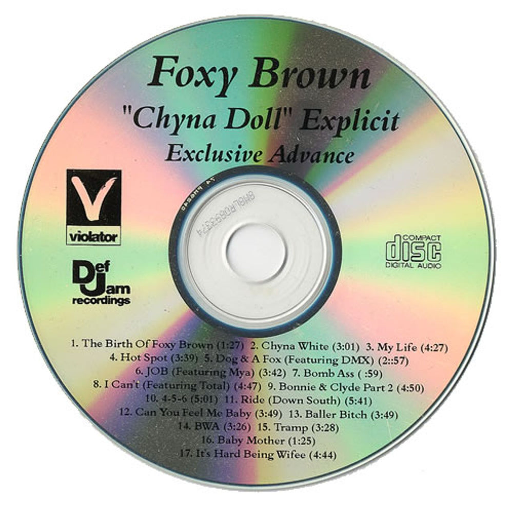 Foxy Brown Chyna Doll - Explicit US Promo CD-R acetate CDR-ACETATE