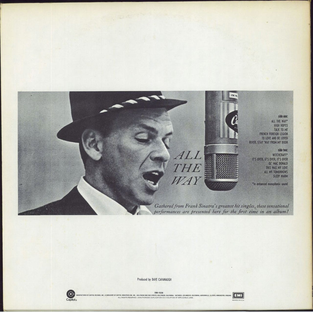 Frank Sinatra All The Way US vinyl LP album (LP record)