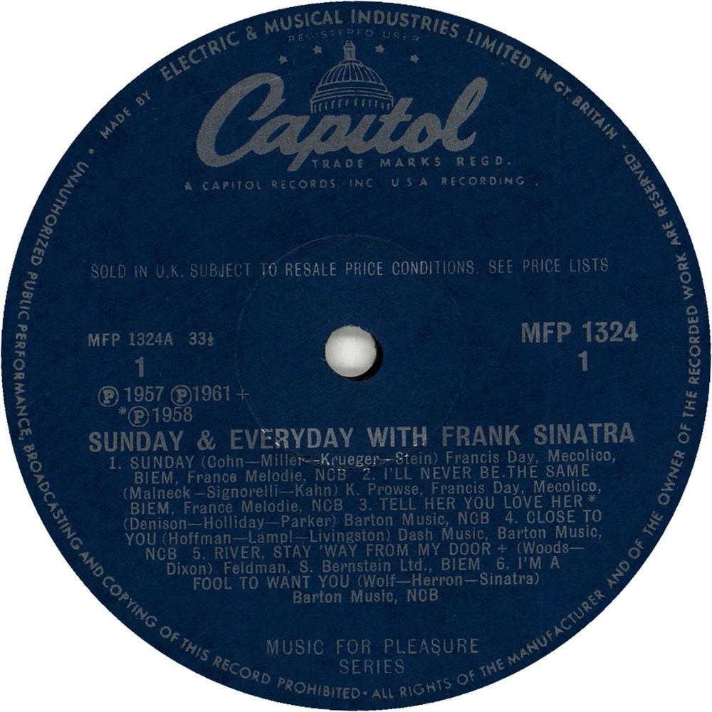 Frank Sinatra Sunday And Every Day UK vinyl LP album (LP record) FRSLPSU341138