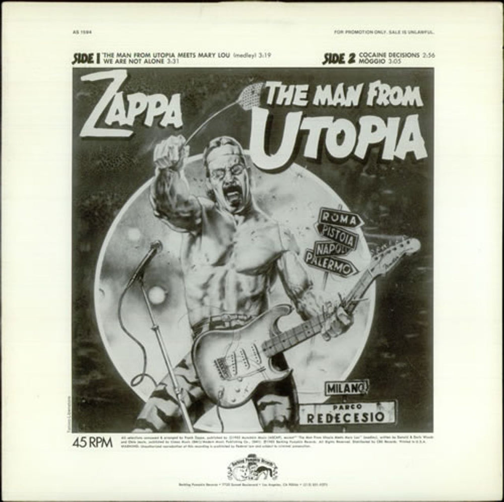 Frank Zappa The Man From Utopia Sampler US Promo 12" vinyl single (12 inch record / Maxi-single) AS1594