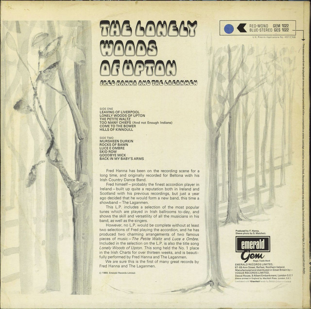 Fred Hanna And The Laganmen The Lonely Woods Of Upton UK vinyl LP album (LP record)