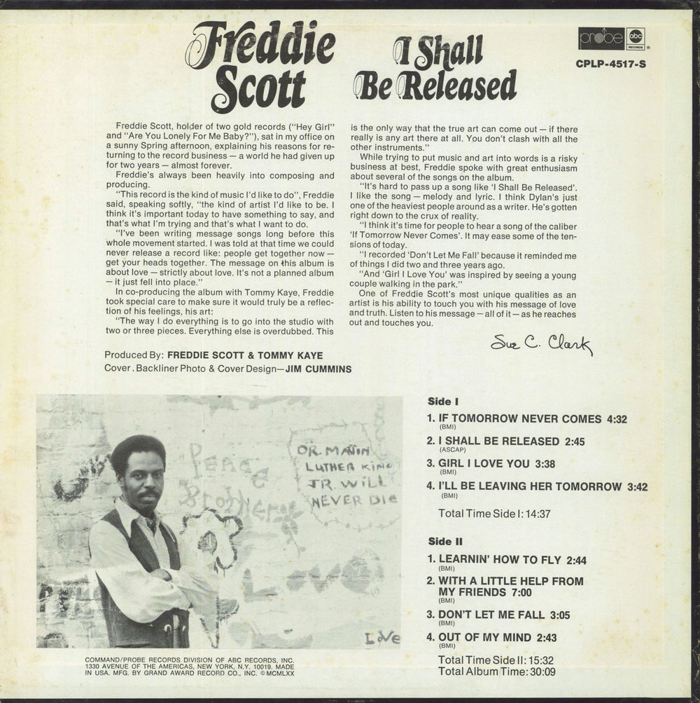 Freddie Scott I Shall Be Released US vinyl LP album (LP record)