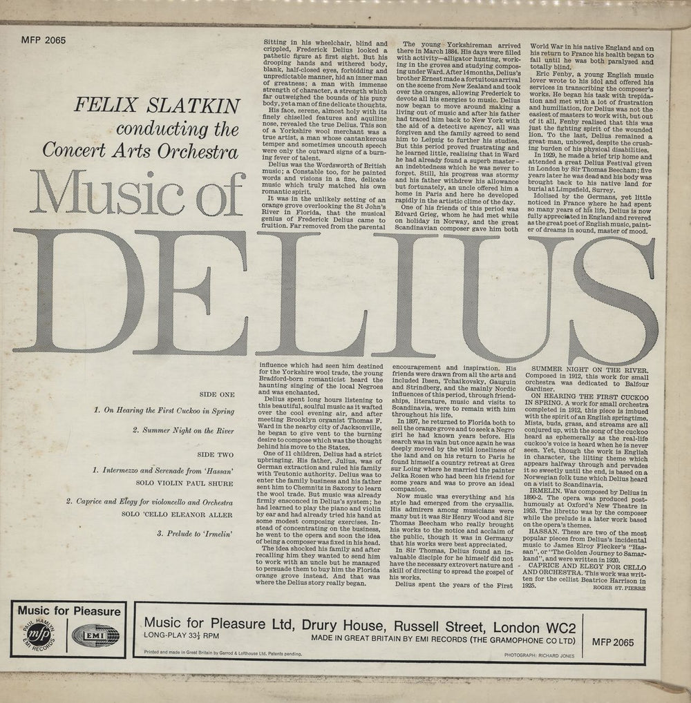 Frederick Delius Music Of Delius UK vinyl LP album (LP record)