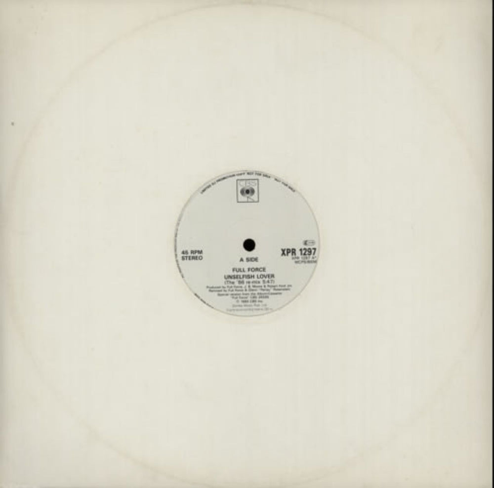 Full Force Unselfish Lover UK Promo 12" vinyl single (12 inch record / Maxi-single) XPR1297